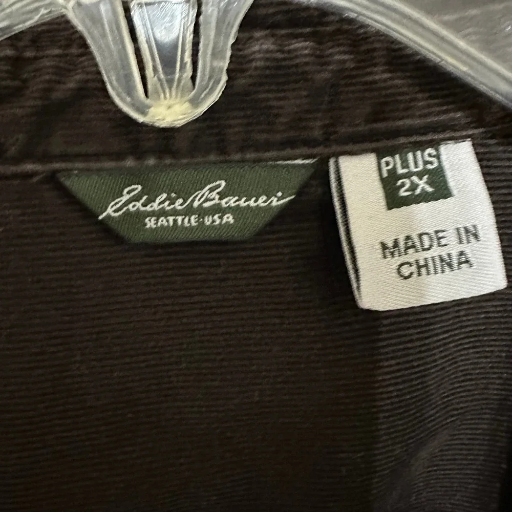 Eddie Bauer Womens Brown 2X Corduroy Ruffle Button Down Shirt Regency Core‎ - Picture 3 of 6